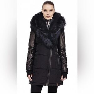 Rudsak Grace real Fur and leather coat small